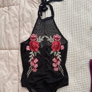 Mesh rose bodysuit